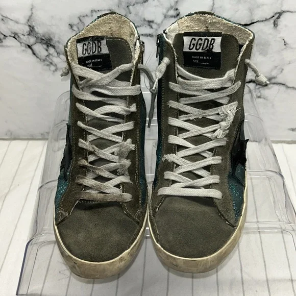Golden Goose Women's Teal and Black Glitter Sneakers trainers Size 39 EU - Picture 3 of 12